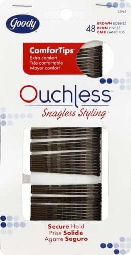 GOODY SlideProof Bobby Pins - 48 Ct, Brunette Brown, High Gloss Hair Accessories for Styling and Locking in Style