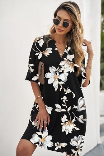 Women's QACOHU Summer V Neck Ruffle Short Sleeve Shift Dress for Casual Wear
| QACOHU Women Summer V Neck Ruffle Short