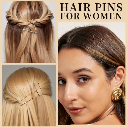 YGDZ 400 Counts 2inch Bobby Pins for Women Hair Styling, Brown Blonde Black |36inch U Shaped Hair Pins, 5 Colors Hair Ac