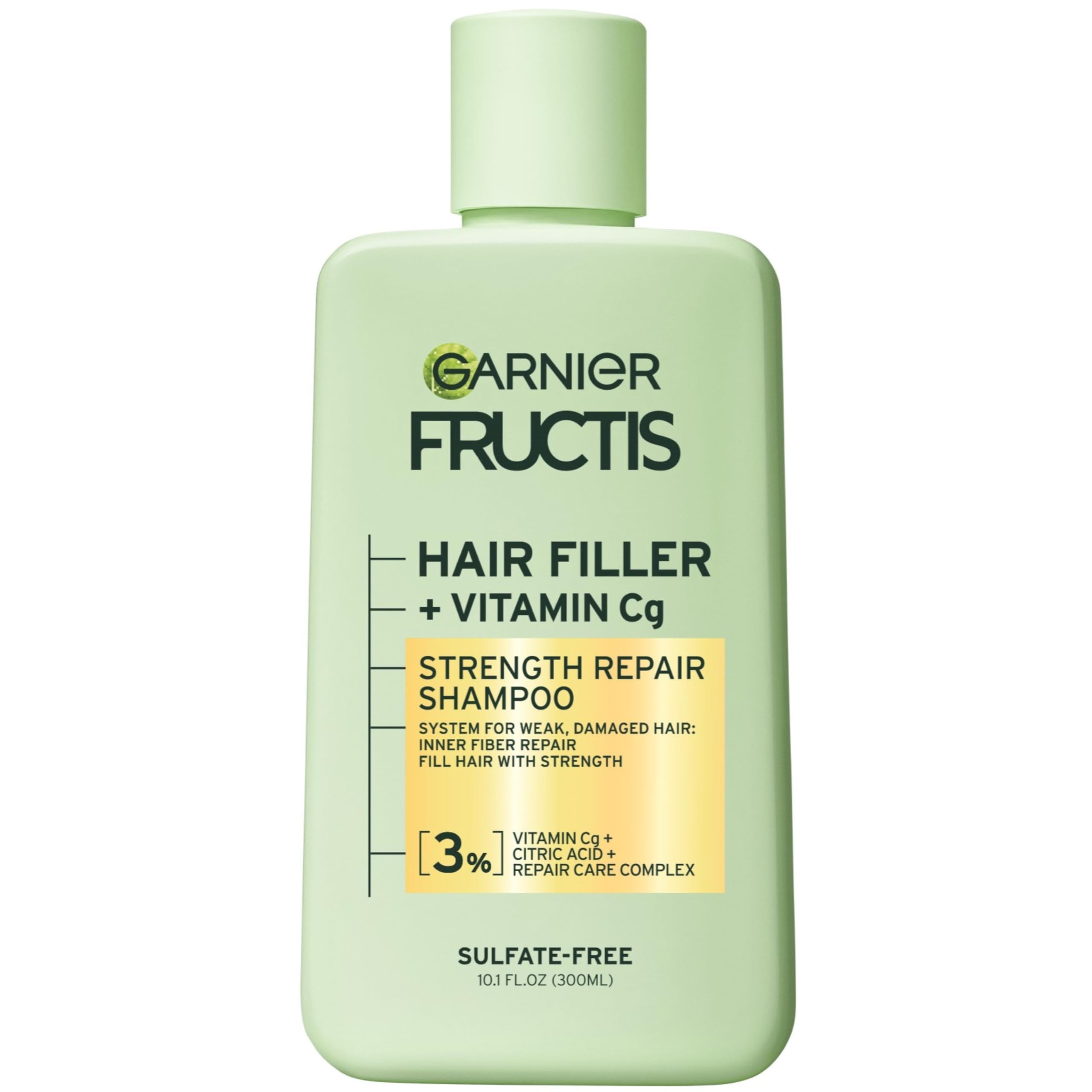 Garnier Fructis Hair Filler Strength Repair Shampoo with Vitamin C | Sulfate Free Shampoo for Weak, Damaged Hair | Cradl