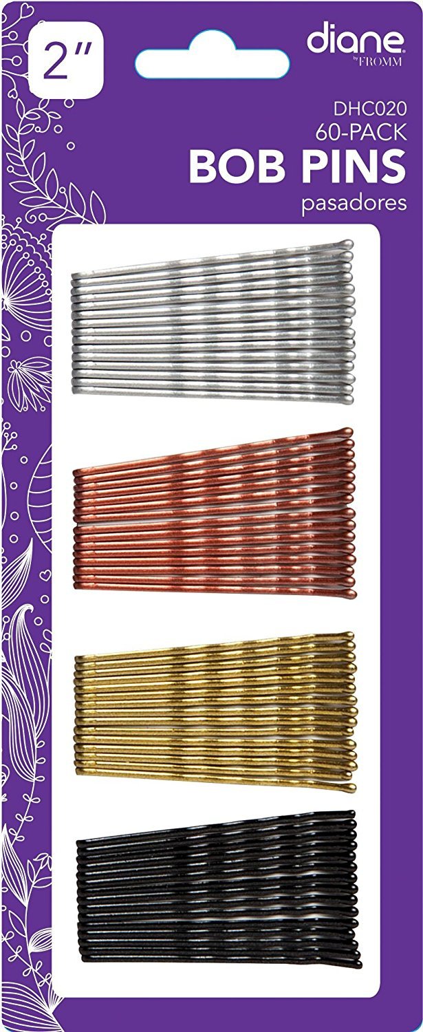 Diane Fromm 60 Pack Bob Pins 2'' Assorted Colors/Colores Variados Black Silver Copper Gold for Hairstyles and Crafting D